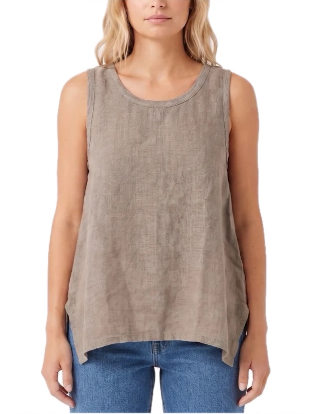 St John’s Bay Linen Tunic Tank in Natural